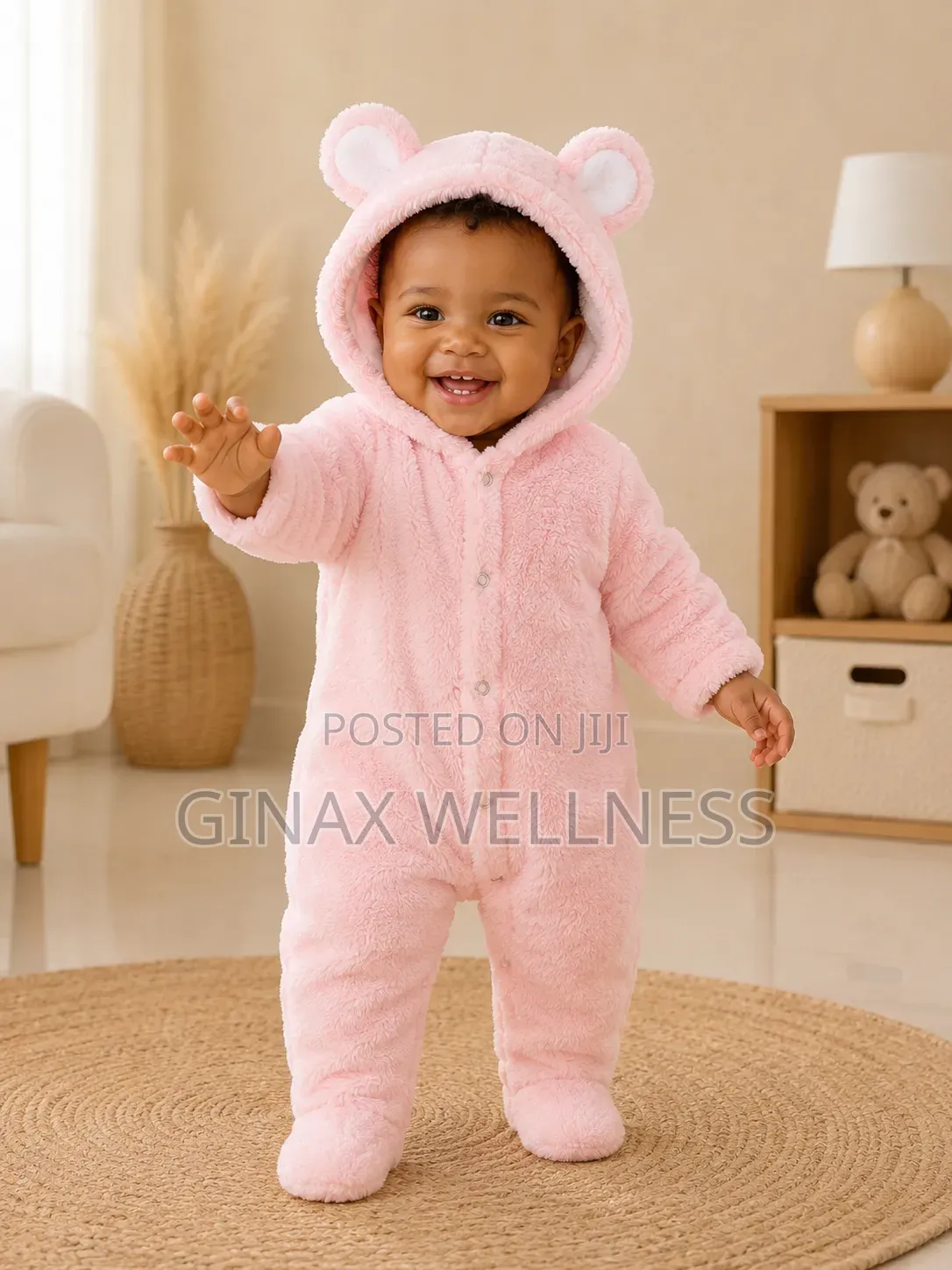 Hooded Fleece Baby Romper | Cozy Teddy Bear Baby Jumpsuit (0-12months)