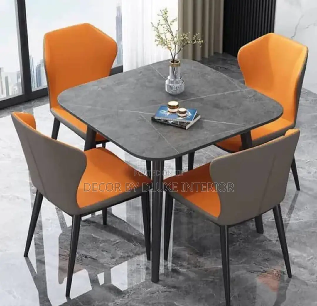 Premium Modern Minimalist Marble 4-Seater Dining Set