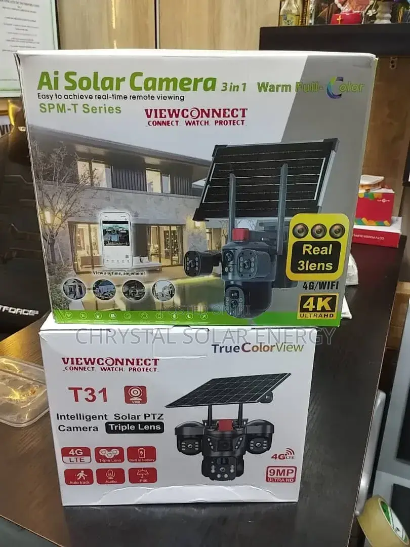 V380pro SPM-T Series Ai Solar Camera, 3-in-1 Design With Three Lens