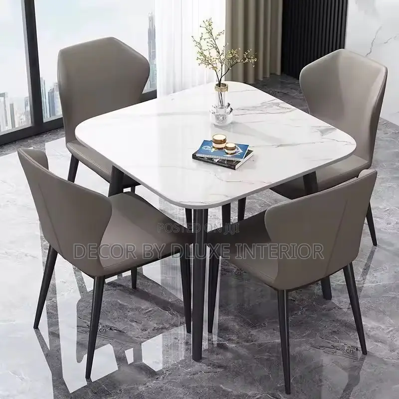 Premium Modern Minimalist Marble 4-Seater Dining Set