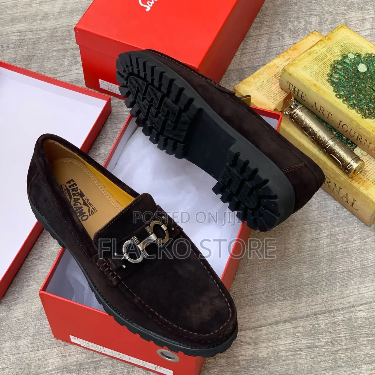 Original Salvatore Ferragamo Suede High Sole Shoes