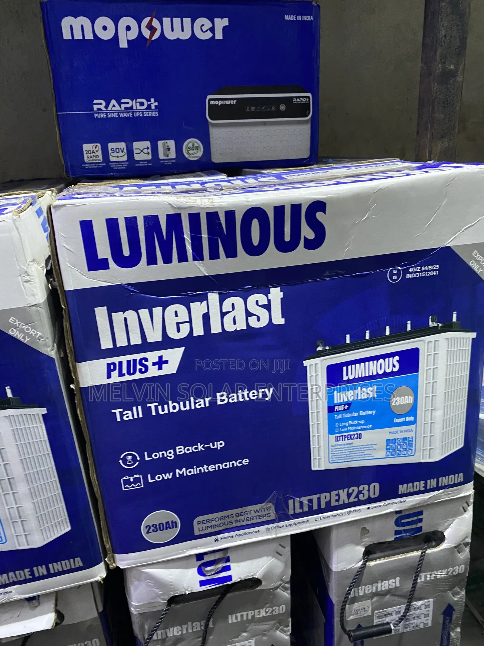 230ah 12v Luminous Inverlast Solar Quality Tubular Battery Available