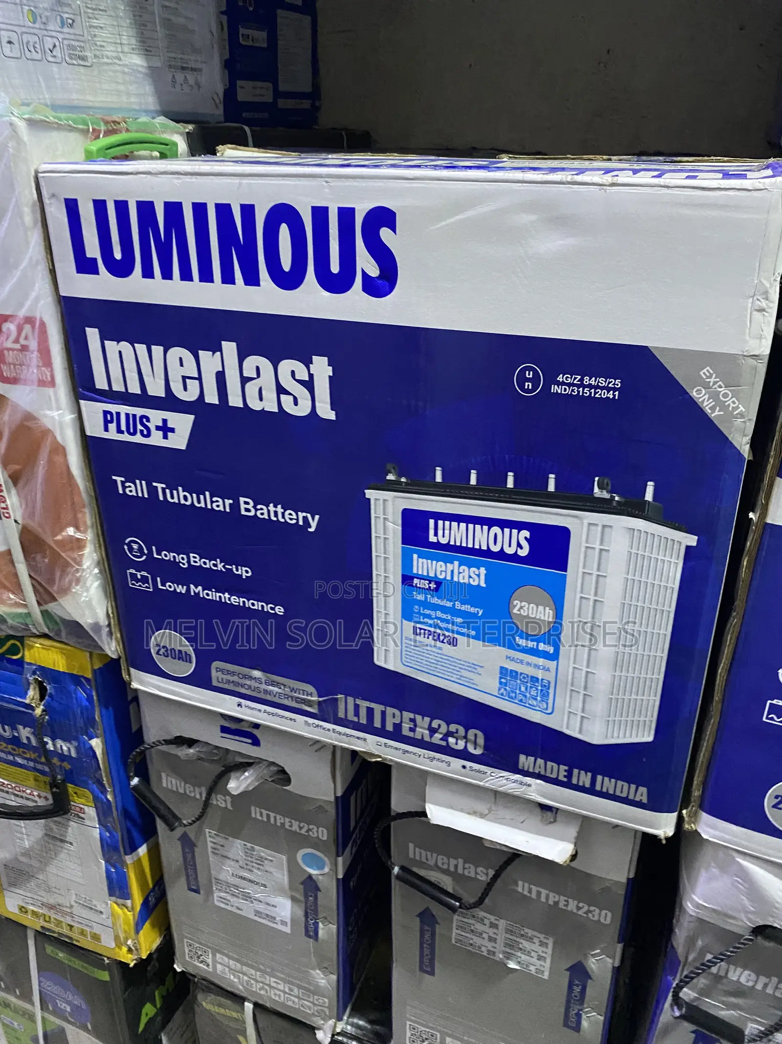 230ah 12v Luminous Inverlast Solar Tubular Batteries Available Now