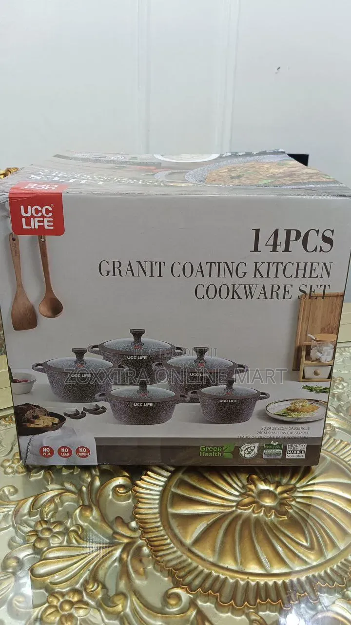 Ucc Life 14-Piece Granite Coating Kitchen Cookware Set