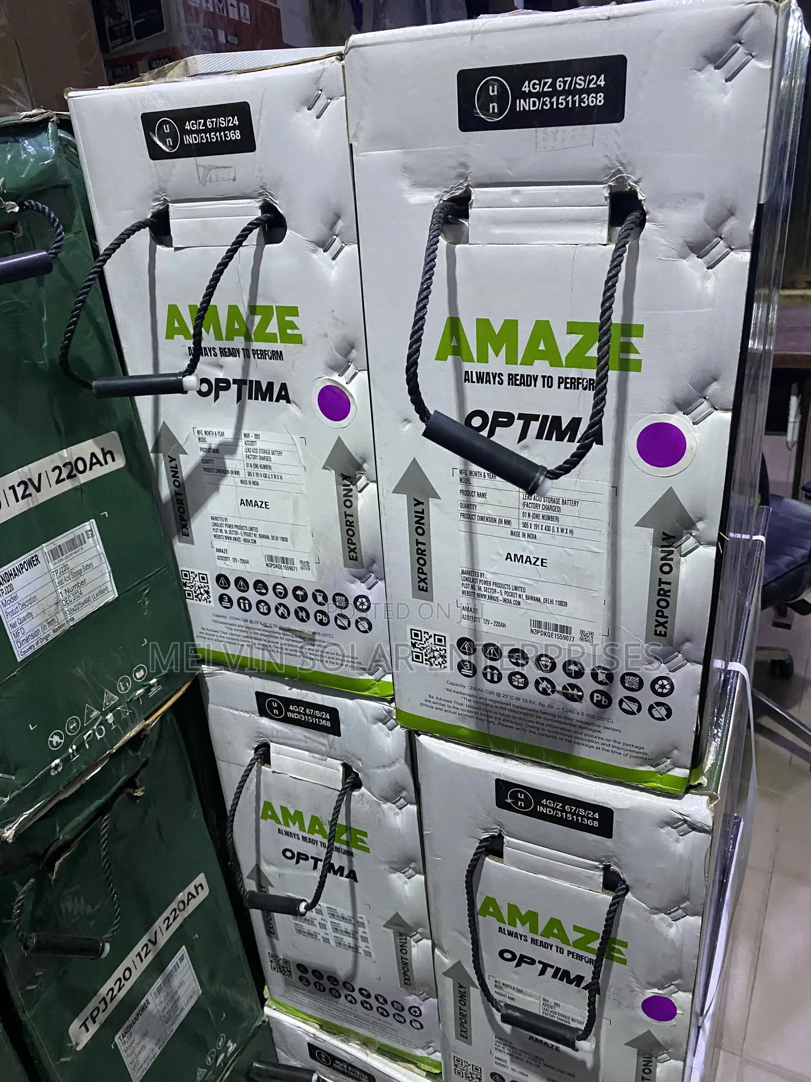 220ah 12v Amaze Optima Solar Tubular Batteries Available Now in Store