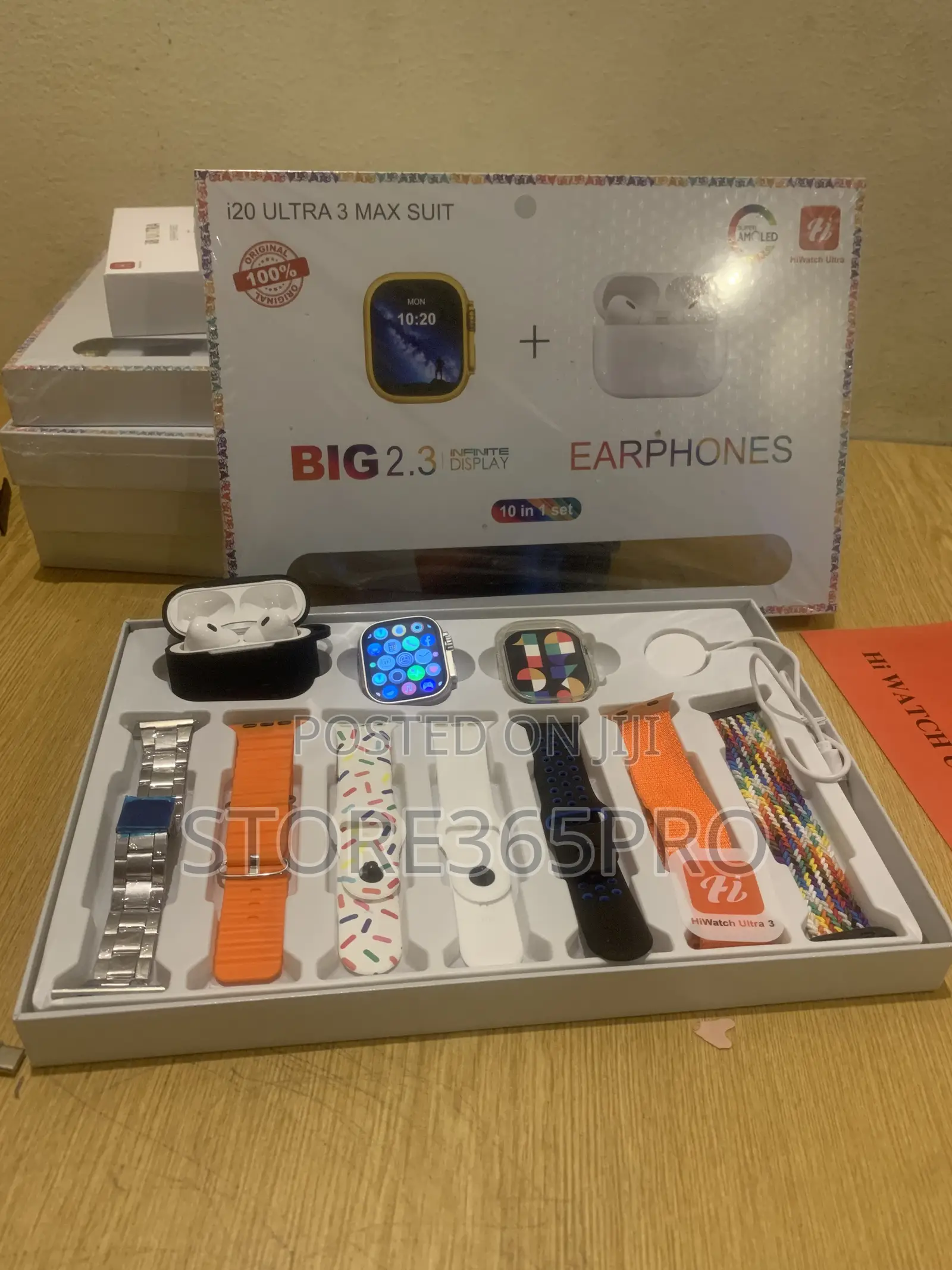 I20 Ultra 3 Max Smart Watch Free Airpod, 7 Straps, Free Airpod Pouch