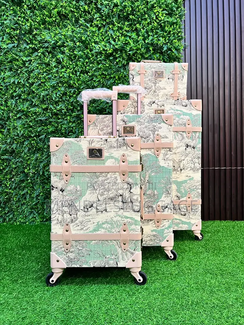 4-Piece Vintage Floral Travel Luggage Set
