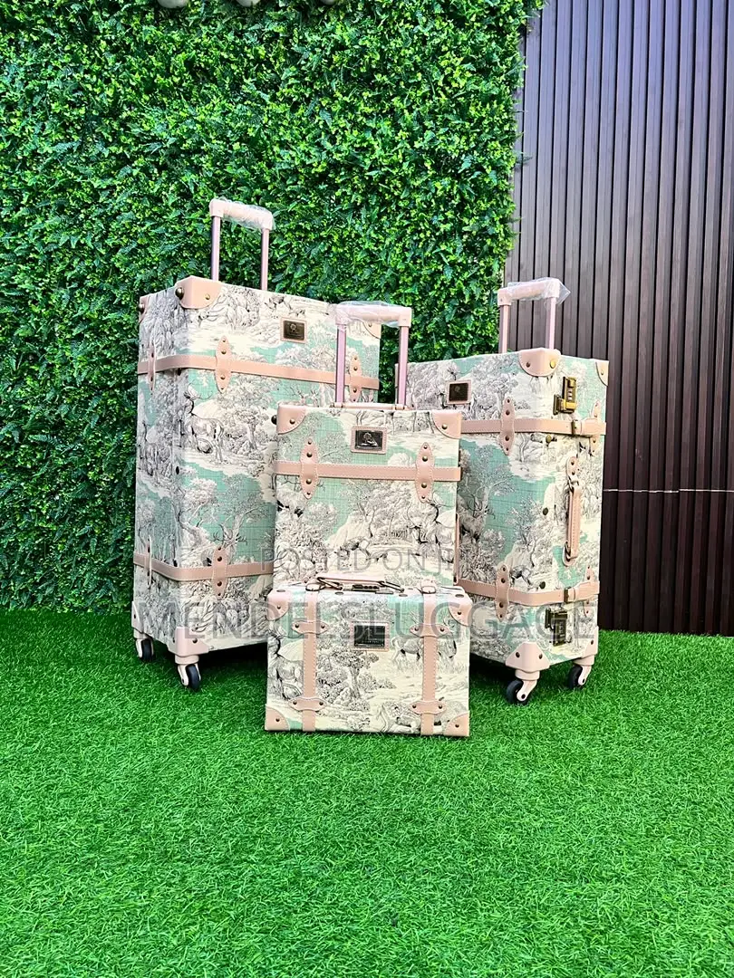 4-Piece Vintage Floral Travel Luggage Set