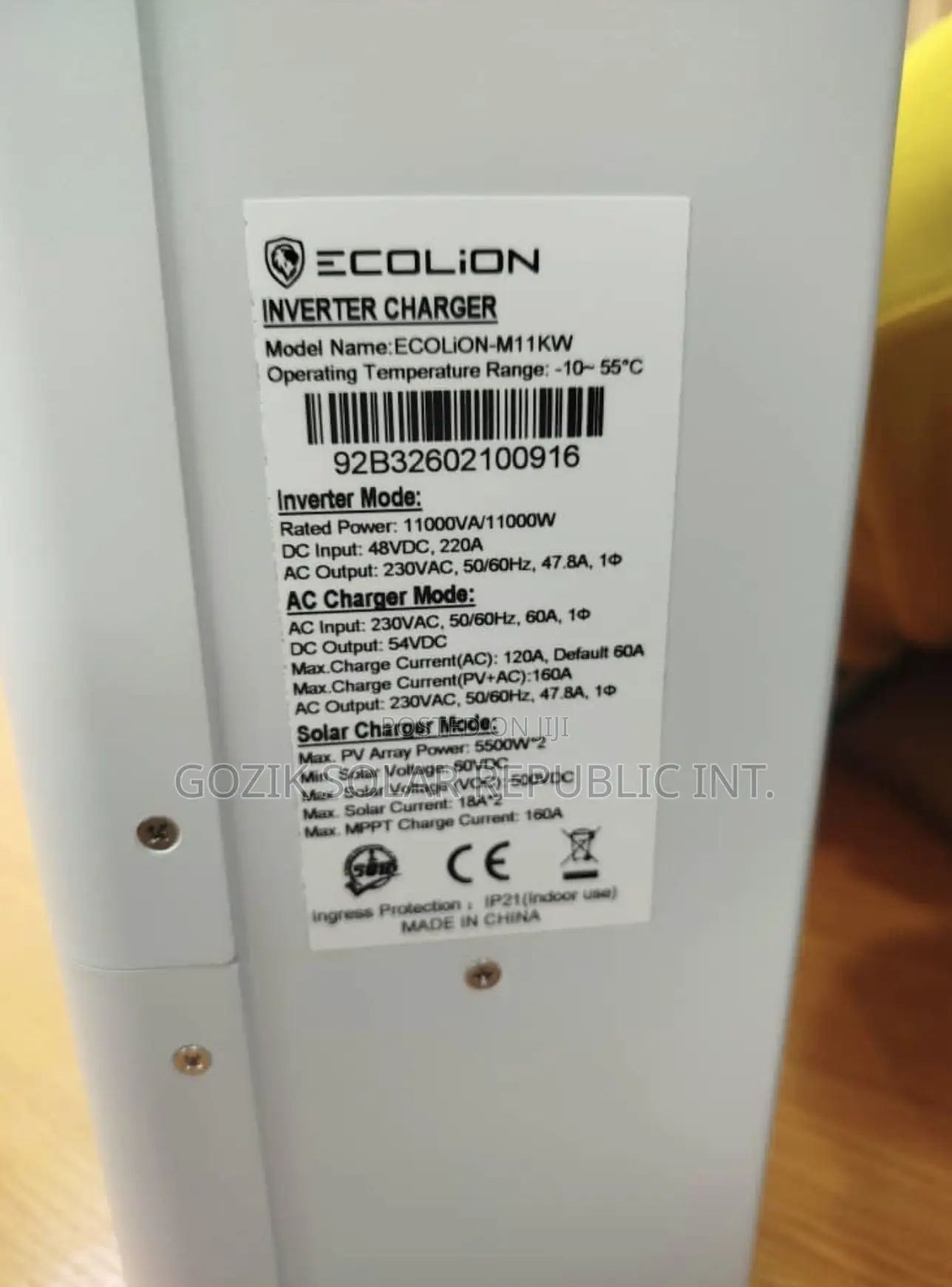 11kva Hybrid Hybrid Ecolion High Quality Brand 2yrs Warranty