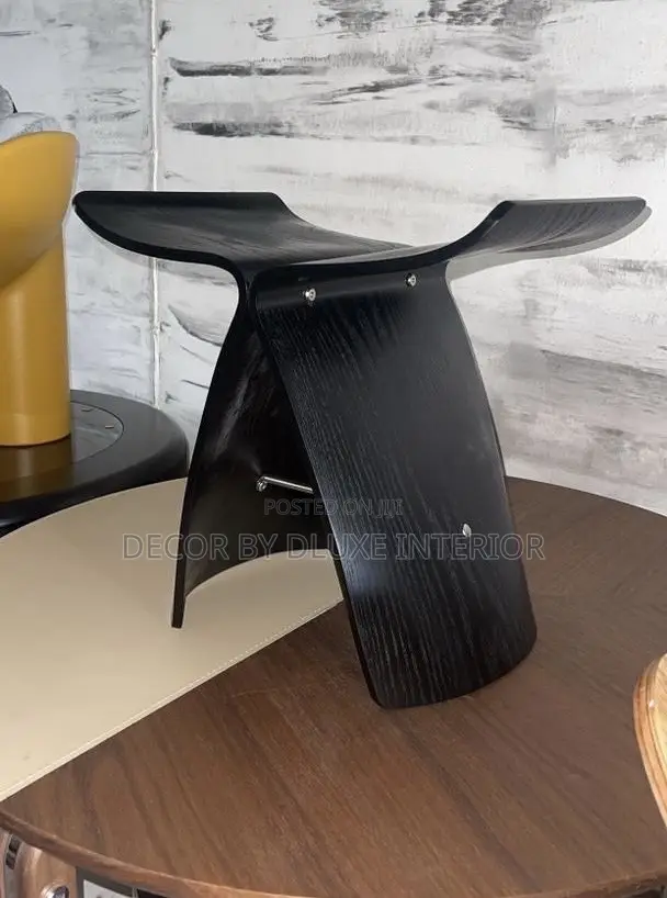 Nordic Butterfly Wooden Curved Low Seat Side Stool