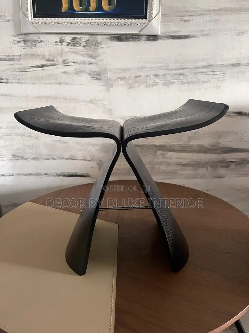 Nordic Butterfly Wooden Curved Low Seat Side Stool