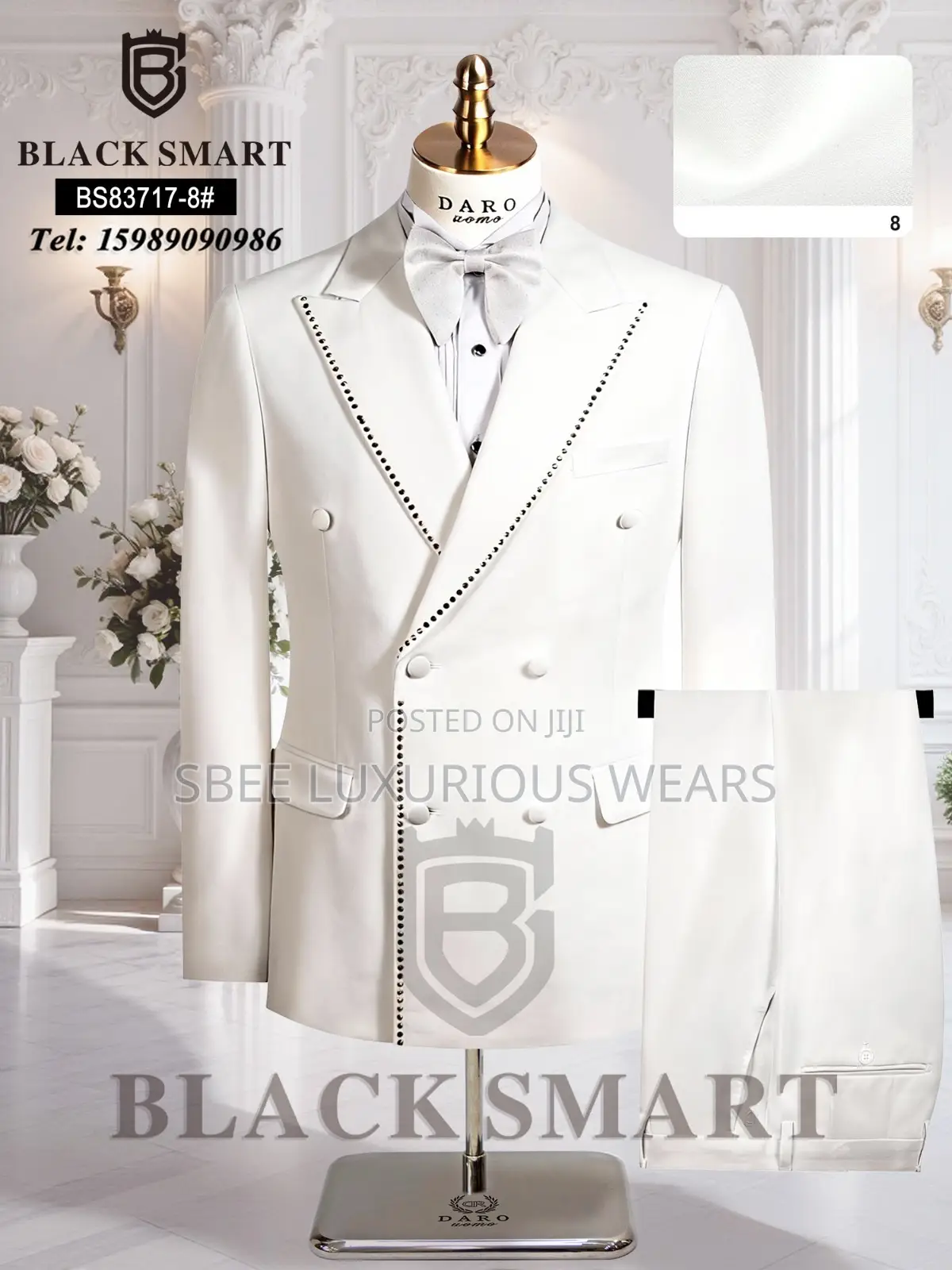 Round Stone Black Smart Tuxedo Suits