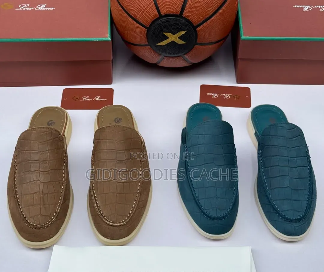 Loro Piana Summer Walk Croc-Embossed Mules 40-46