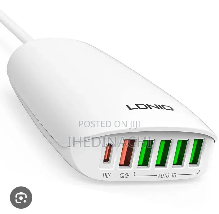 Ldnio 65w Super Fast Charging Desktop Charger – 6 Usb Ports Qc3.0/Pd