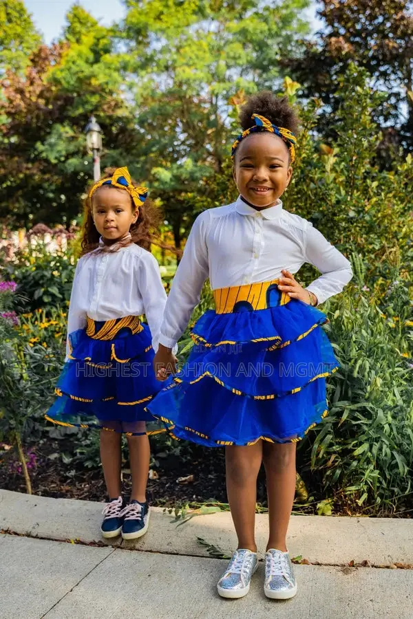 Yellow Bulb African Print Girls' Tiered Tulle Skirt
