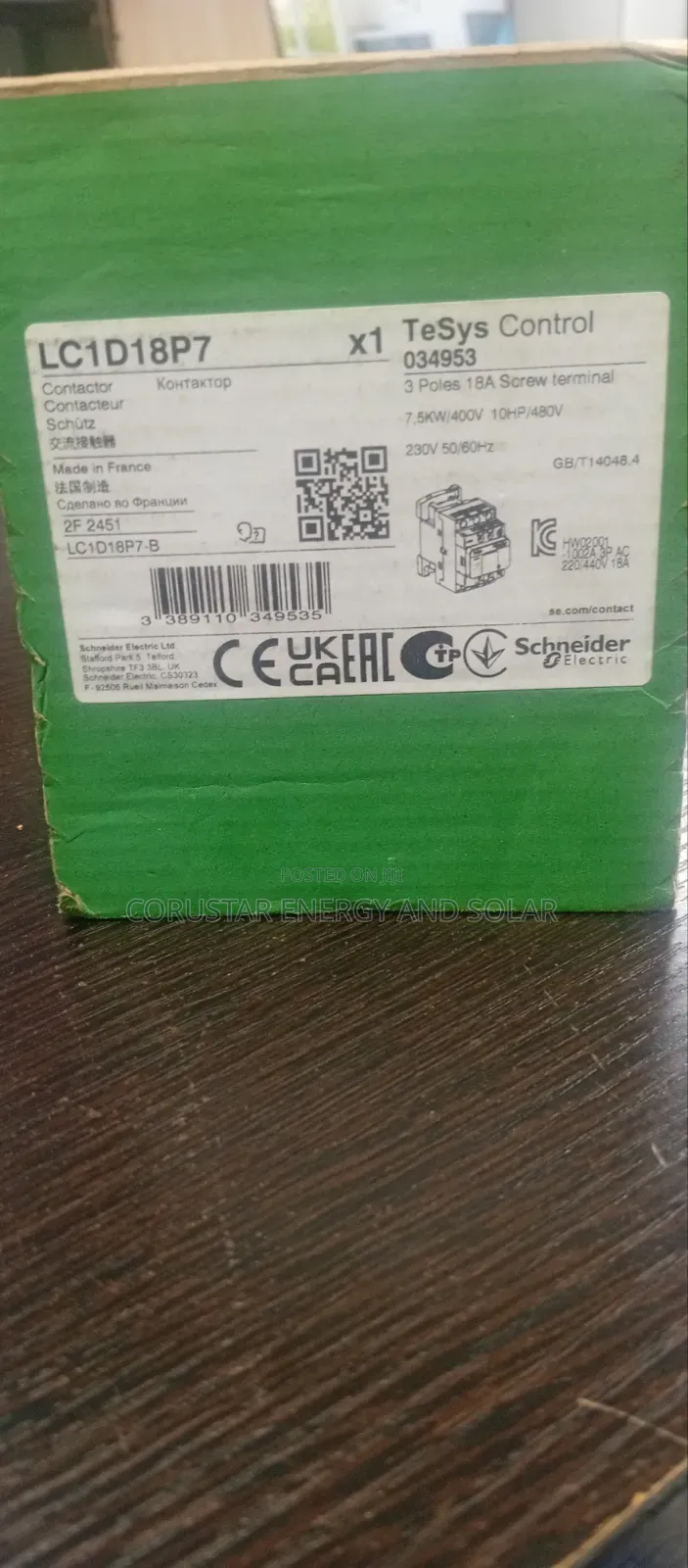 Contactor 3 Pole 18A.