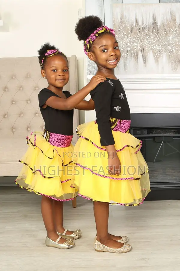 Ozu African Print Girls' Tiered Tulle Skirt