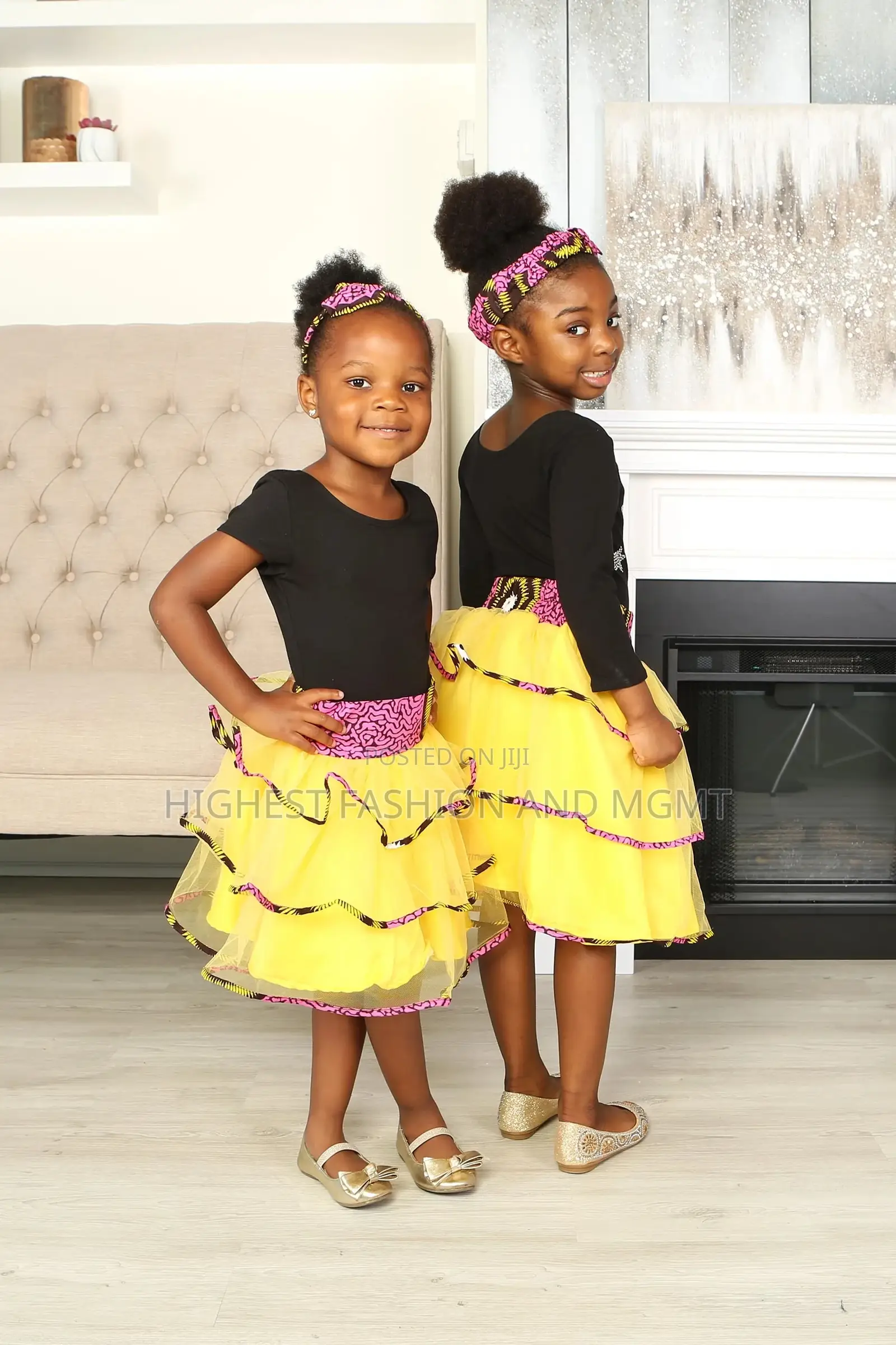 Ozu African Print Girls' Tiered Tulle Skirt