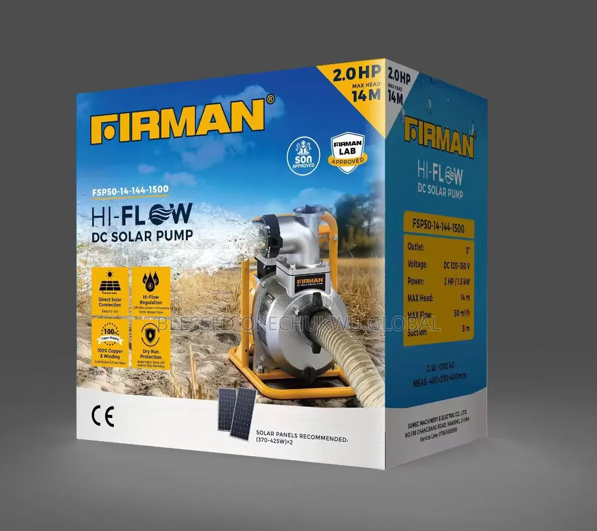 2hp Firman Dc Solar Pump for Irrigation Civil Use FPS-14-144-1500