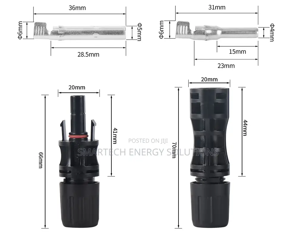 Mc4 Connector 1500v Pv Waterproof 30a for Solar System 5pairs/Pack