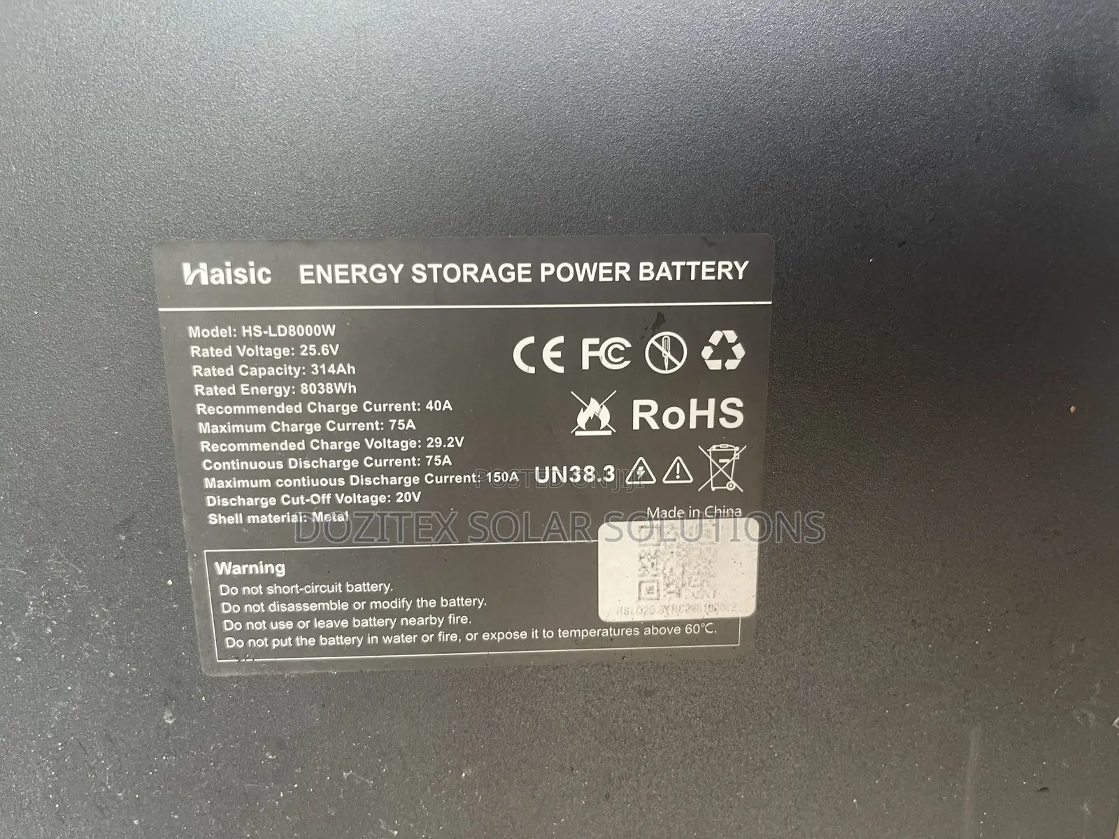Haisic 8kw/48v Lithium Battery