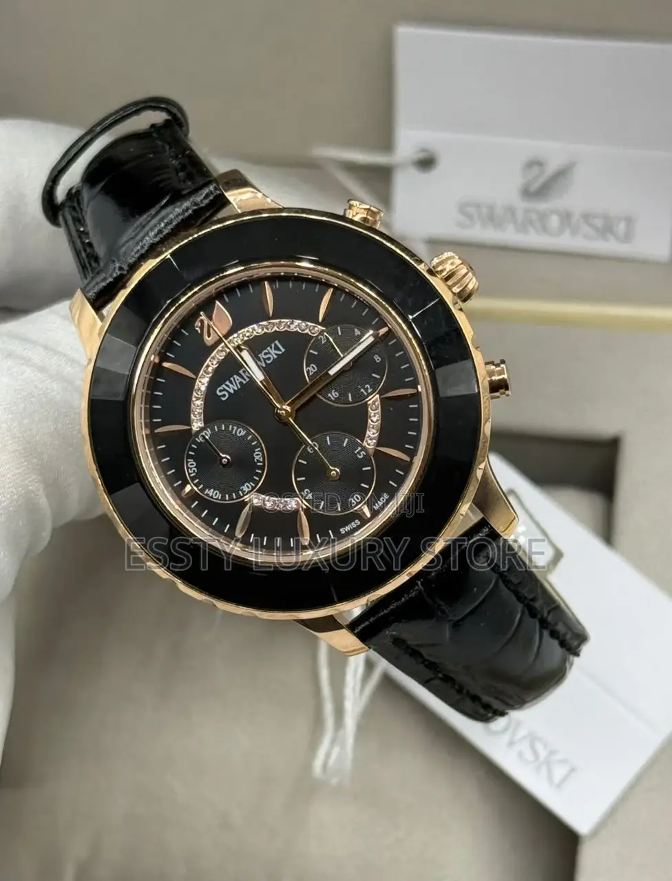 Swarovski Quality Luxury Female Genuine Leather Wristwatch