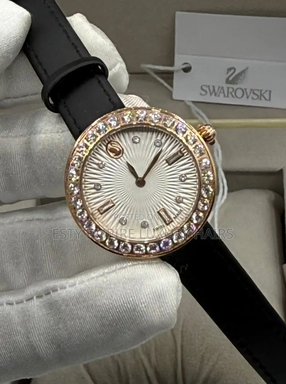 Swarovski Quality Luxury Female Genuine Leather Wristwatch