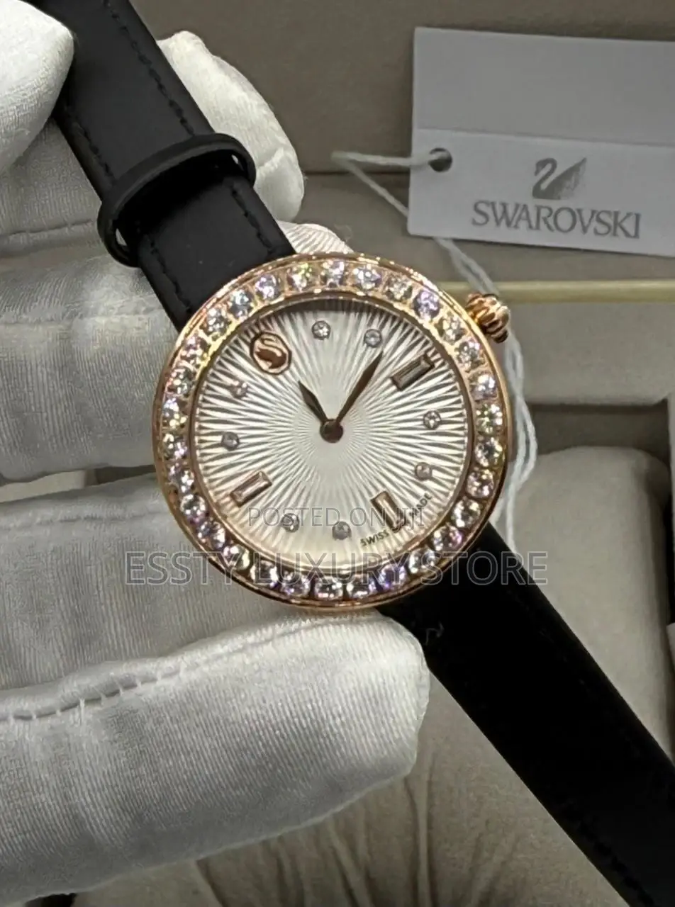 Swarovski Quality Luxury Female Genuine Leather Wristwatch