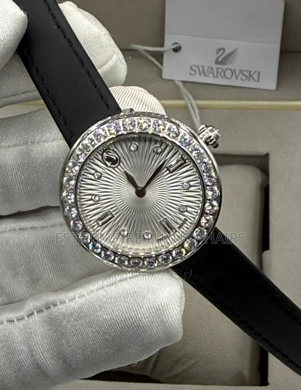 Swarovski Quality Luxury Female Genuine Leather Wristwatch
