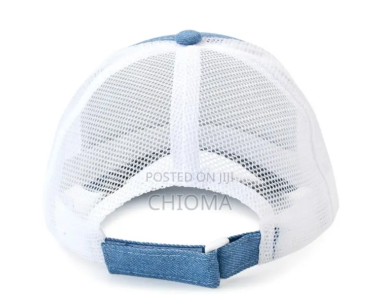 Unisex Blue and White Baseball Cap With Decorative Pin