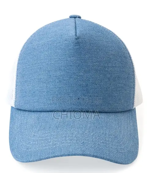 Unisex Blue and White Baseball Cap With Decorative Pin