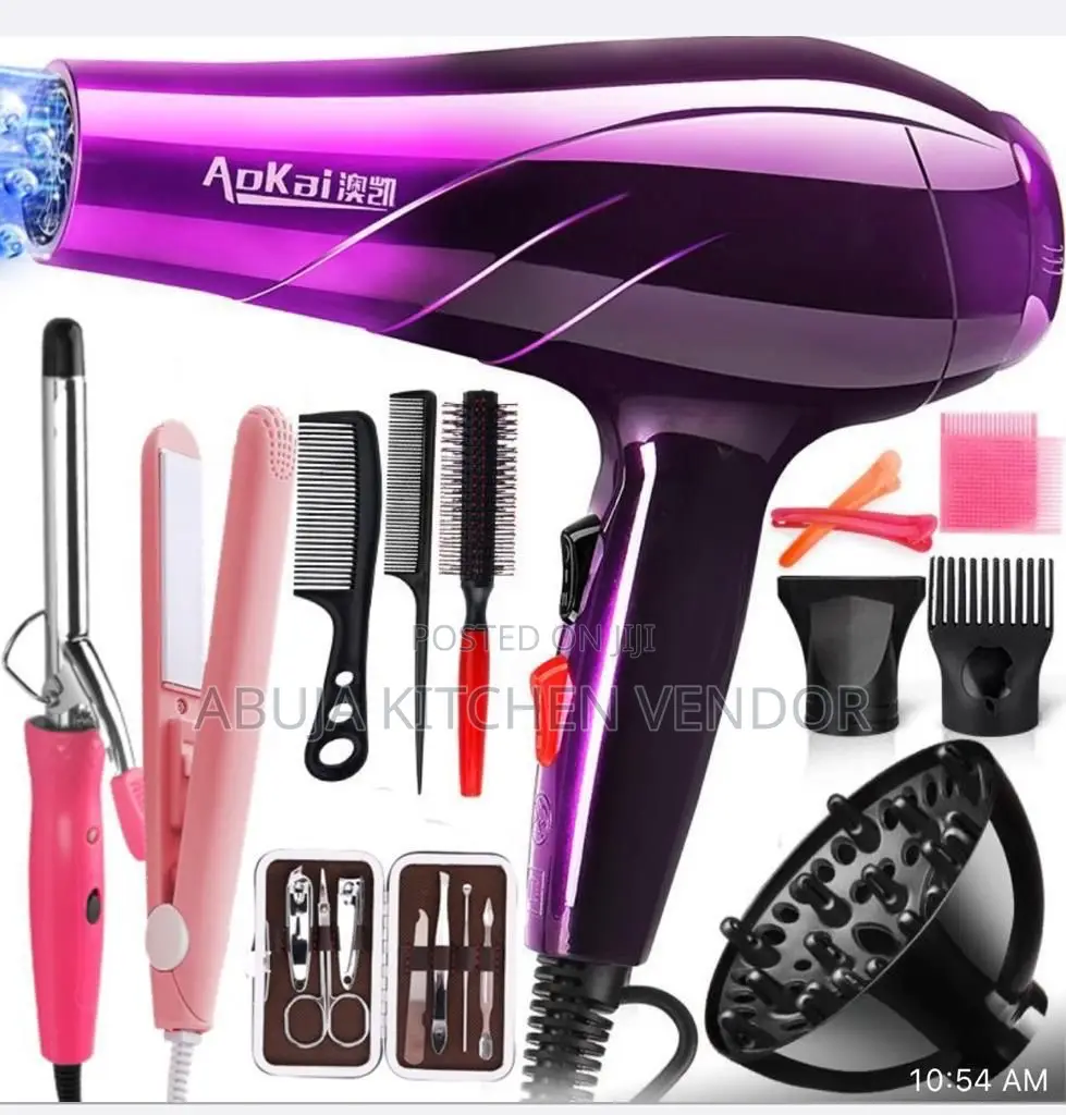 Hair Dryer With Stretcher and Curler
