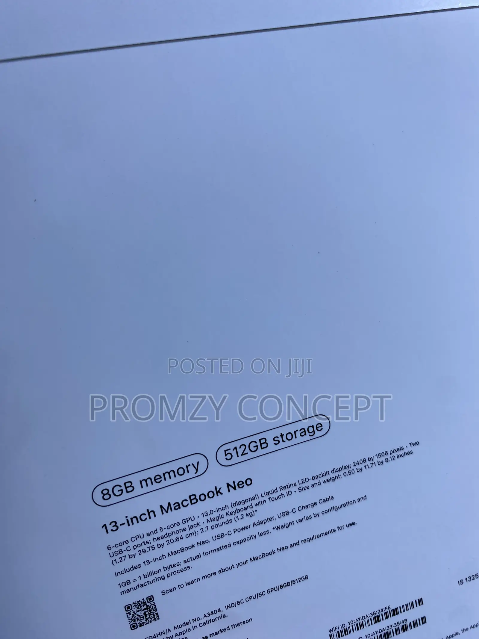 New Laptop Apple MacBook Neo 2026 8GB SSD 512GB