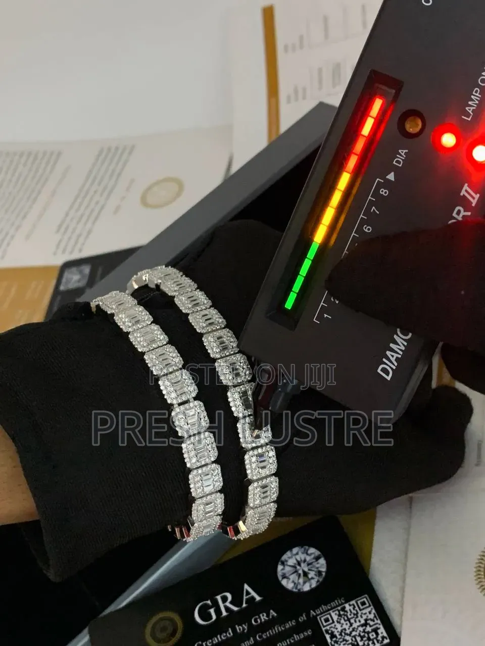 VVS Diamond Baguette Square Bracelet With a Free Diamond Tester