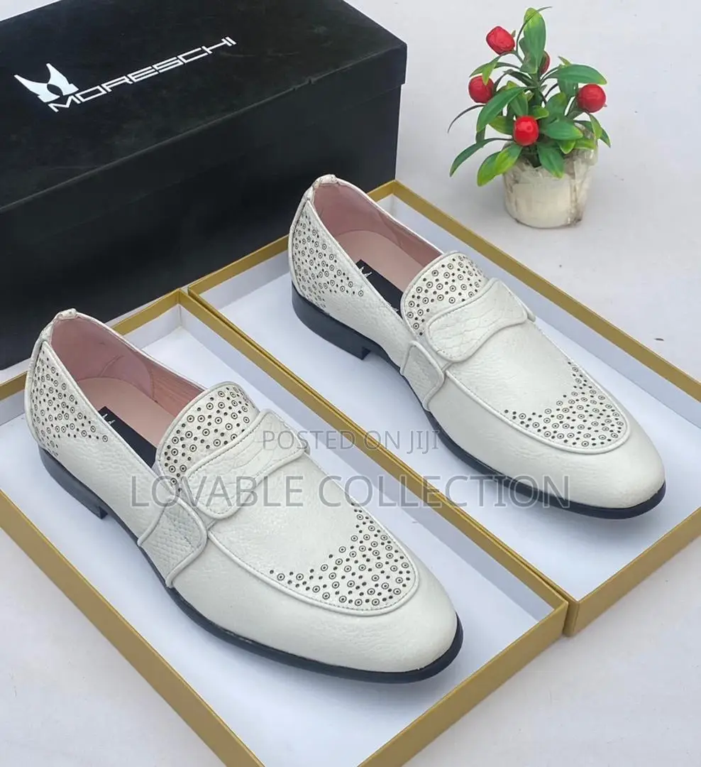 Moreschi Arctic White Textured Leather Penny Loafers
