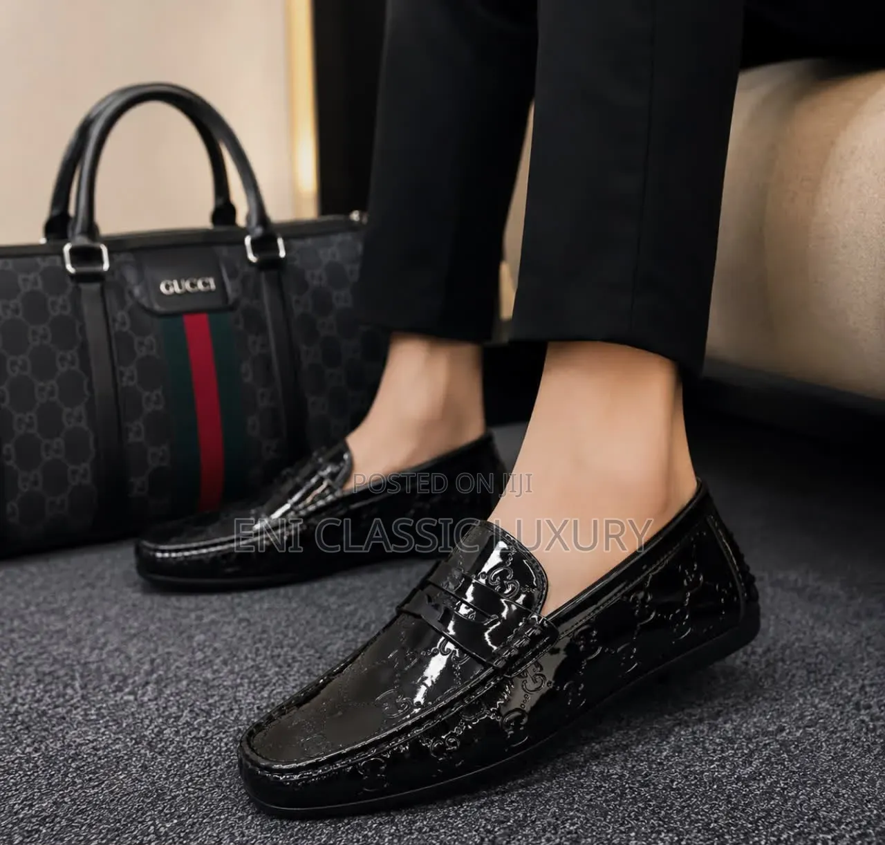 Gucci Glossy Luxury Men's Loafers Shoes Best Quality Well Banded