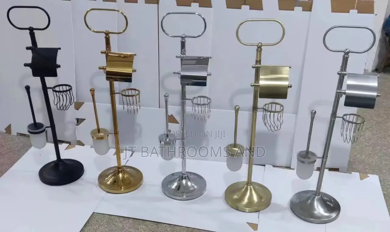 Freestanding Bathroom Accessory Stand for Toilet Paper, Brush Soap