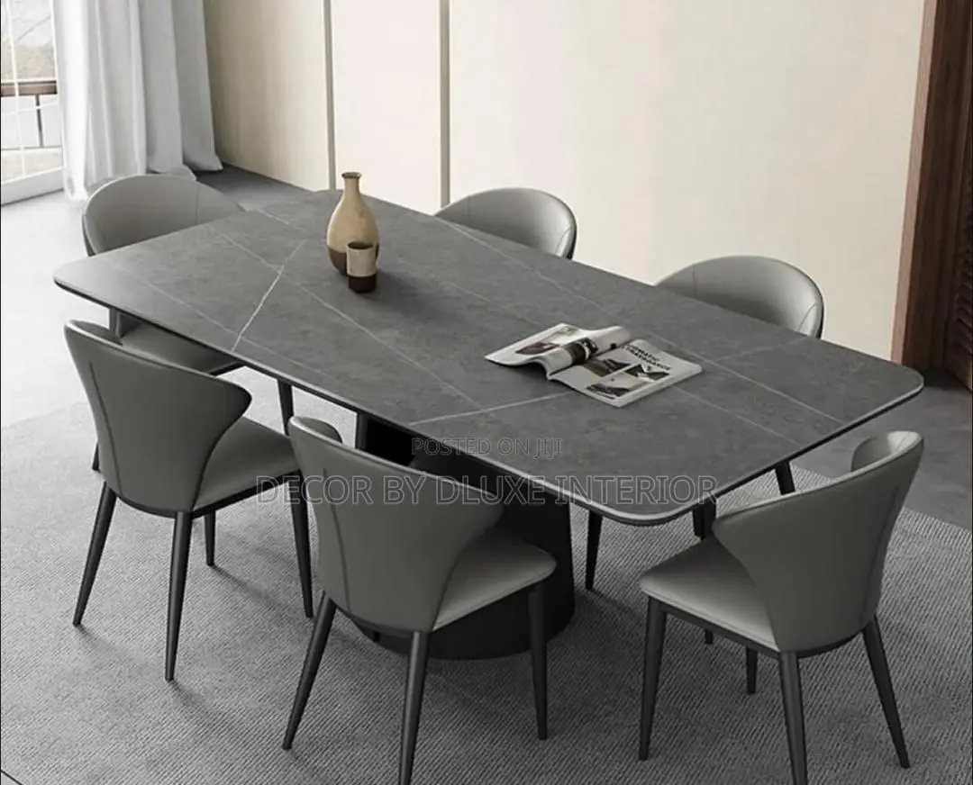 Italian Luxury Matte Rock Slab Dining Set