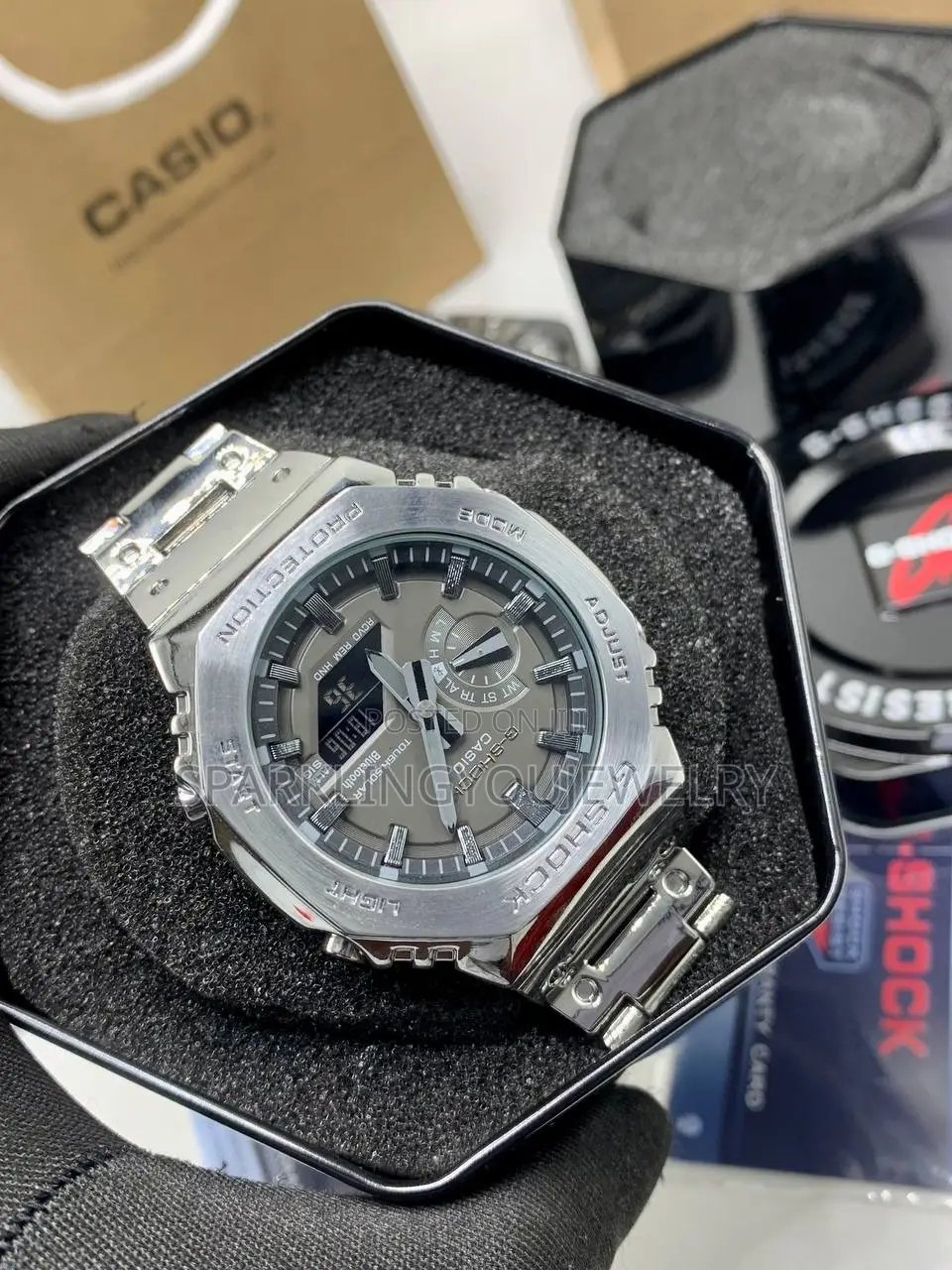 Stainless Steel G-Shock Watch, Water Proof, Analog Digital Display