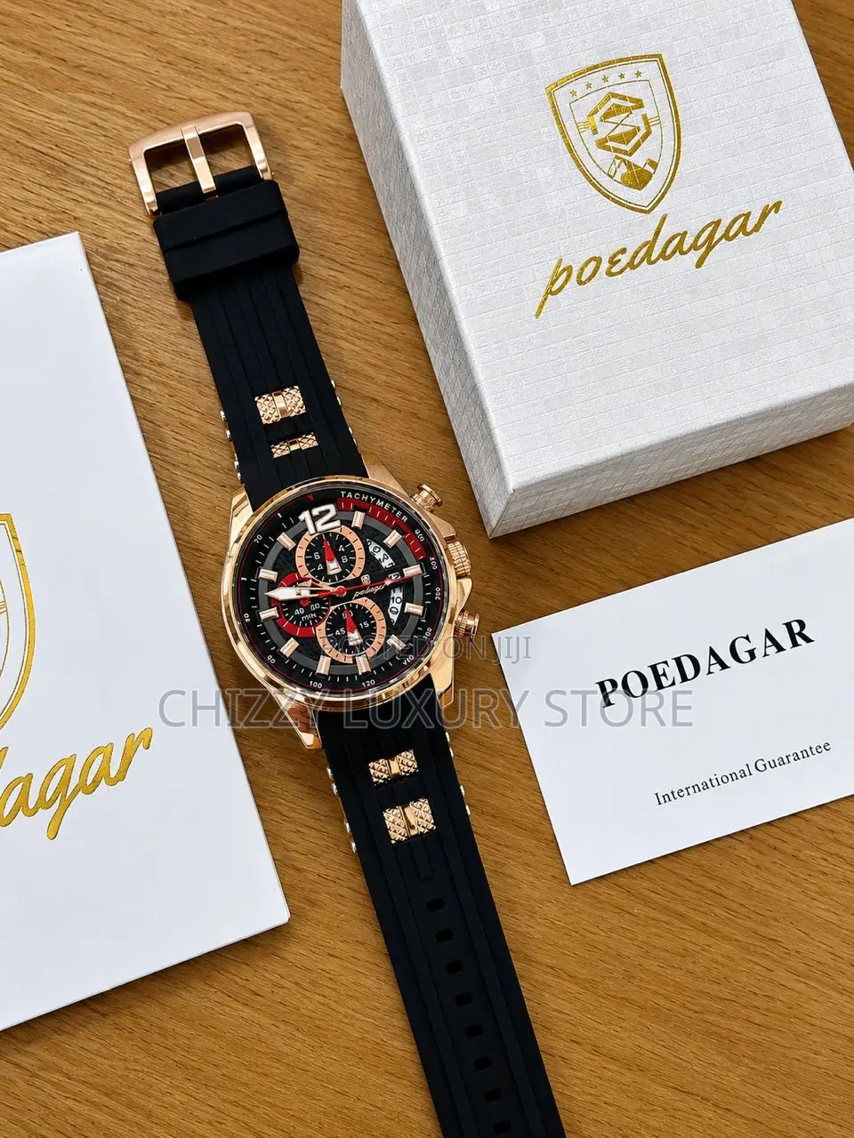 Poedagar Quality Men Rubber Strap Wristwatch