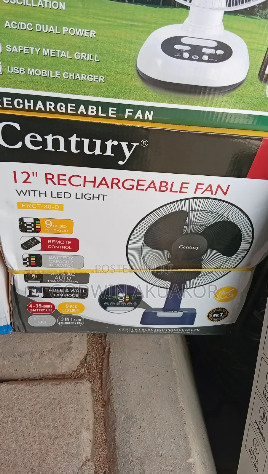 Century Table Top Rechargeable Fan
