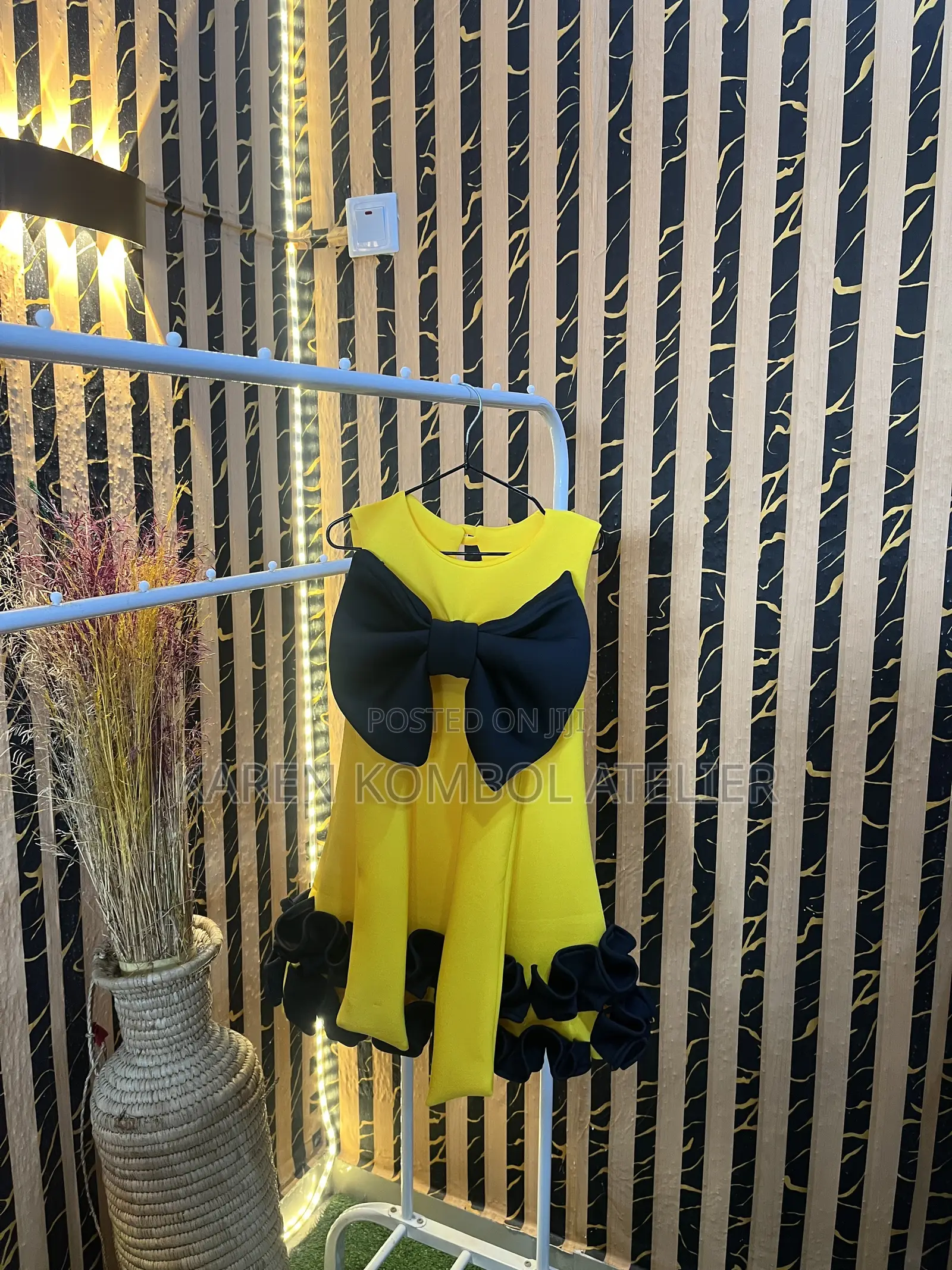Yellow Princess Dress With Statement Black Bow