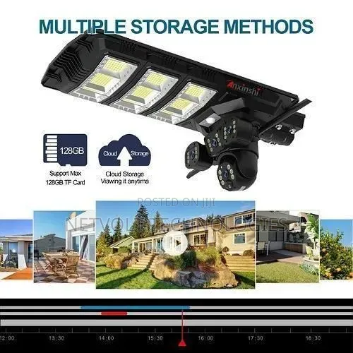 V380 2-in-1 Solar Street Light Triple Lens Cctv Camera +Installation