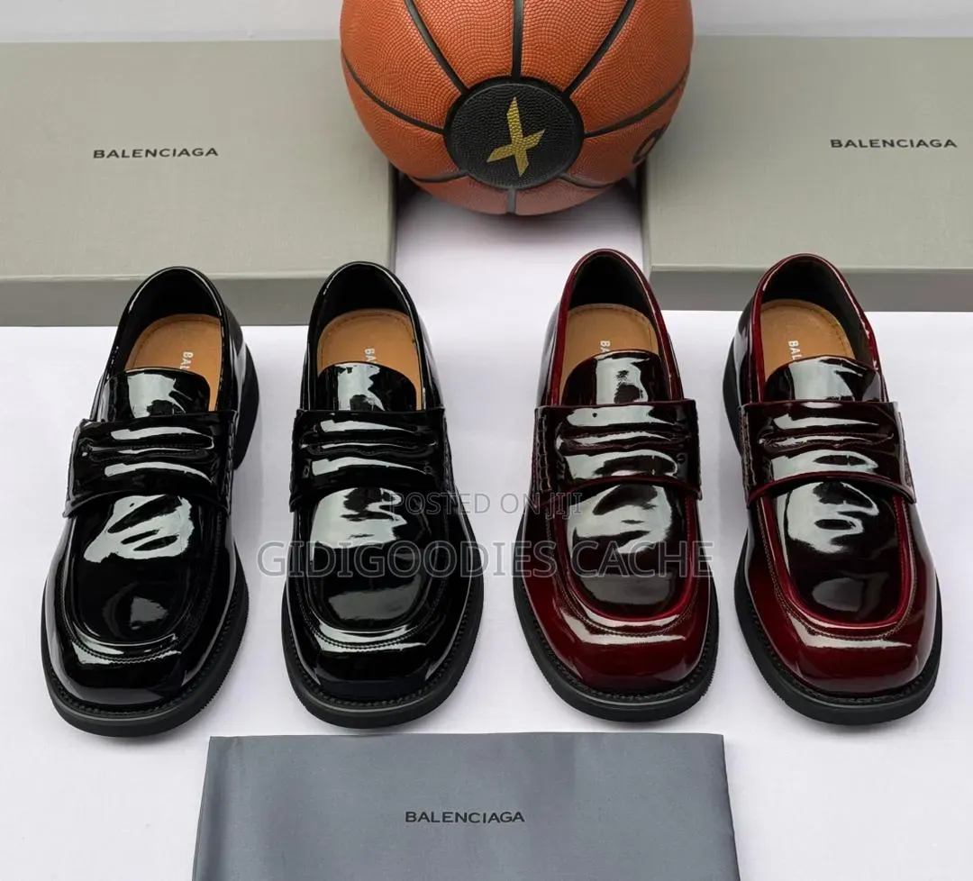 Padded Patent Leather/Matte Balenciaga Penny Loafers