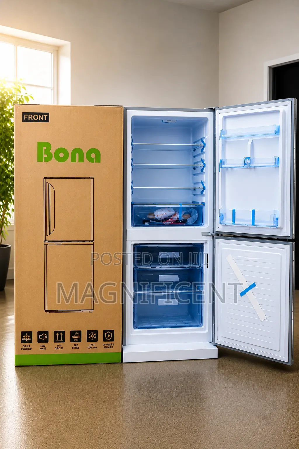 Bona 202l 2-Door Solar Refrigerator – Energy Saving Reliable Cooling