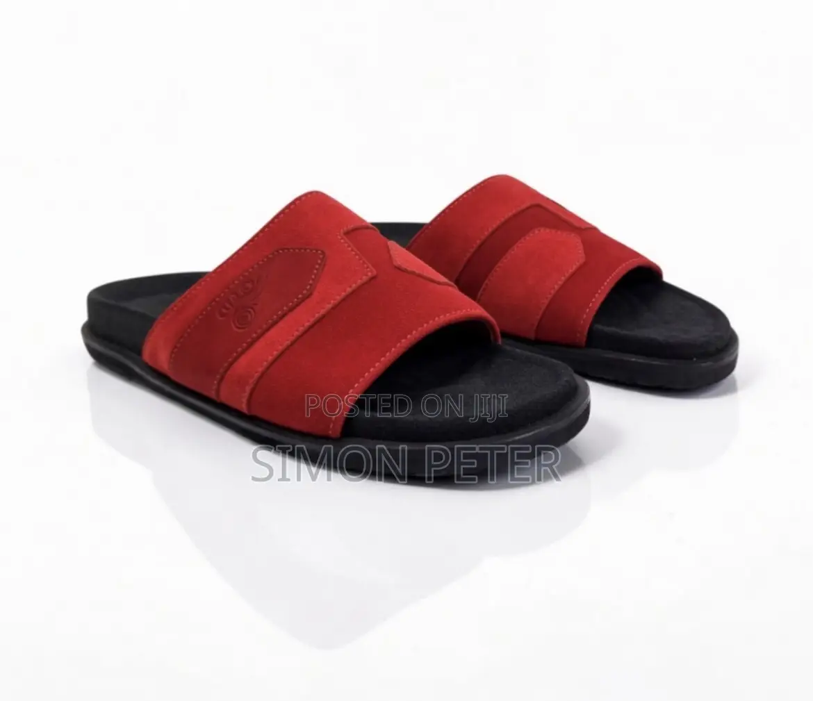 Red and Black Suede Pam Slippers