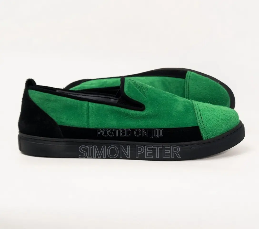 Green and Black Slip on Loafer Shoes