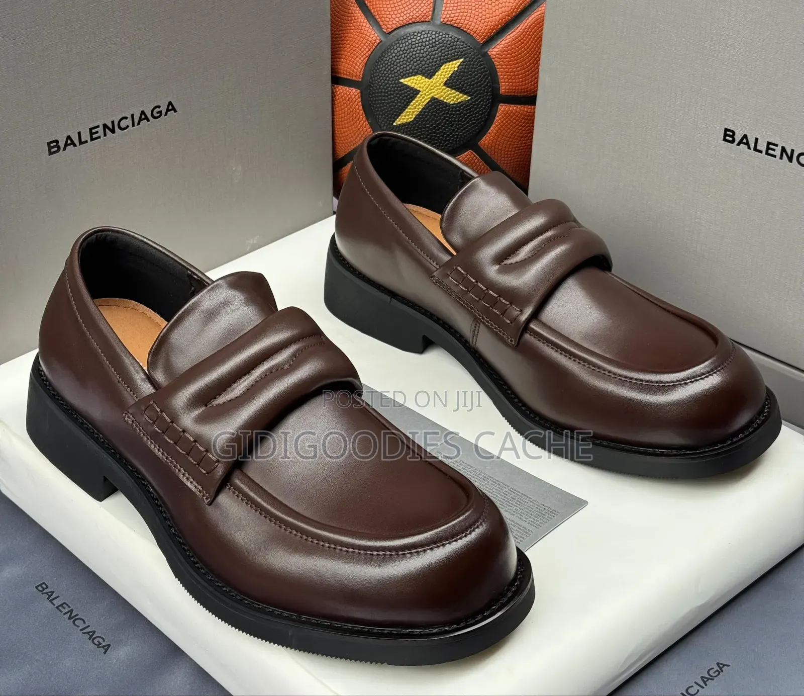 Padded Patent Leather/Matte Balenciaga Penny Loafers