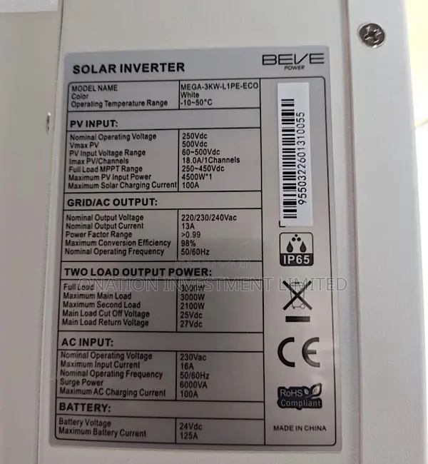 3kw 24v Beve Eco Hybrid Solar Inverter – Smart, Efficient Reliable