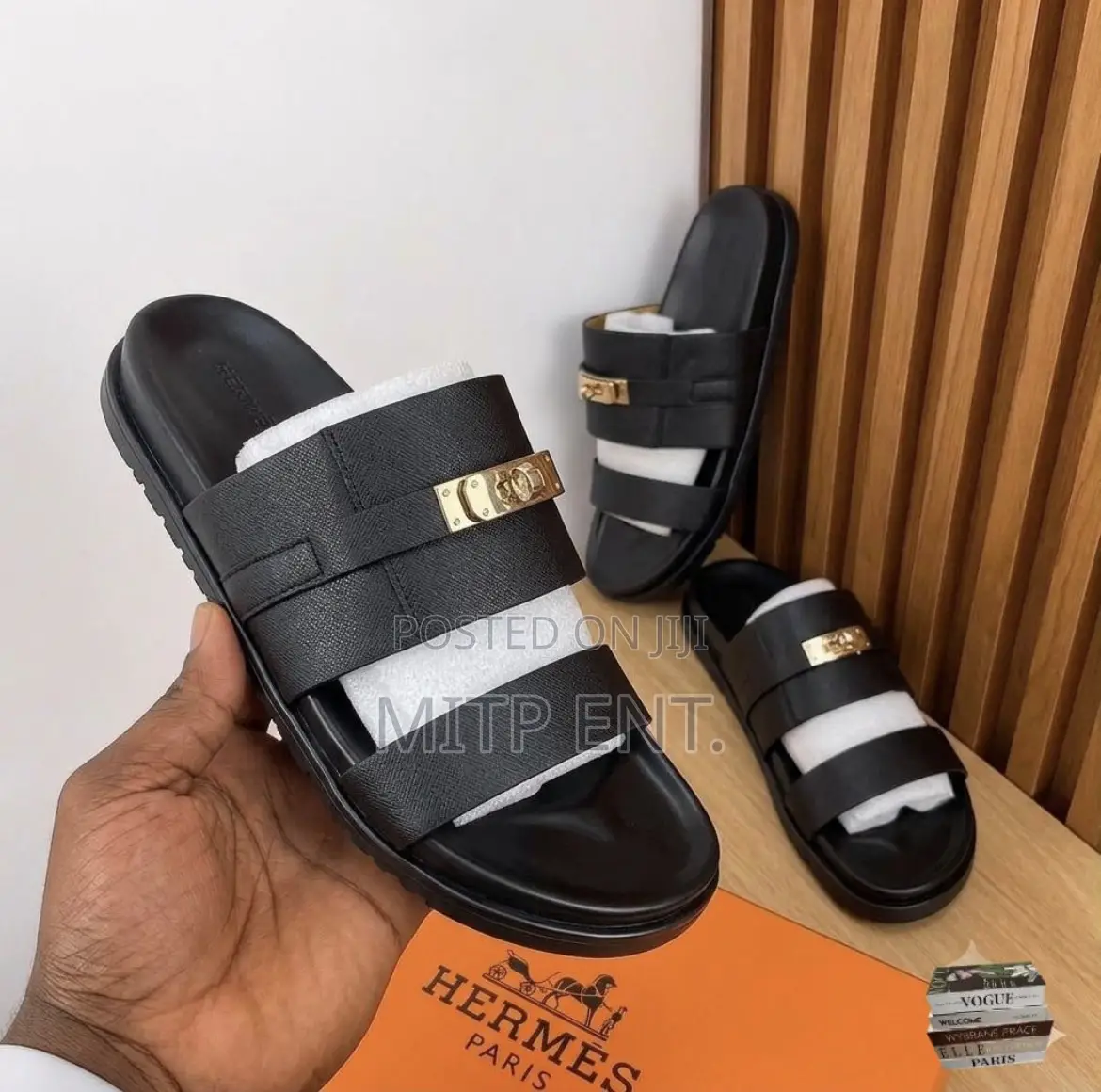 Hermes Luxury Leather Slides for Men